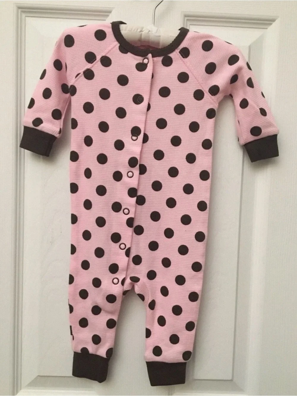 Just One You by Carter’s 6M Pink w Brown Polka Dot Pajamas One-piece Bodysuit